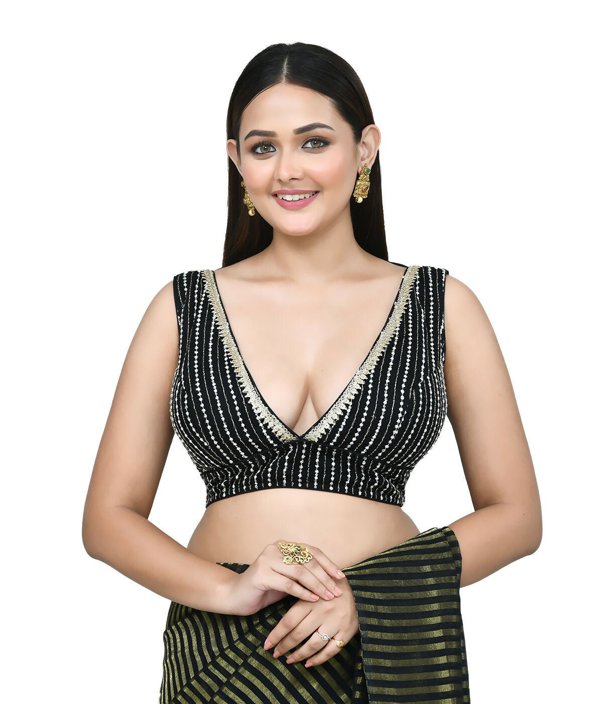 Joban Fashion Women's Dark Green Embroidered Stitched Blouse