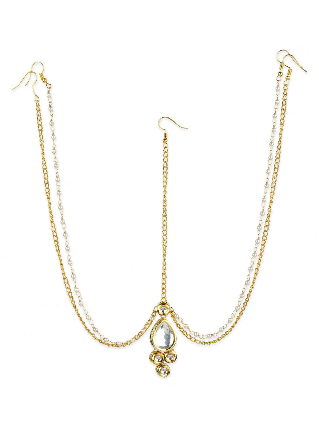 Gold-Polished Kundan Mathapatti - Ruby Raang