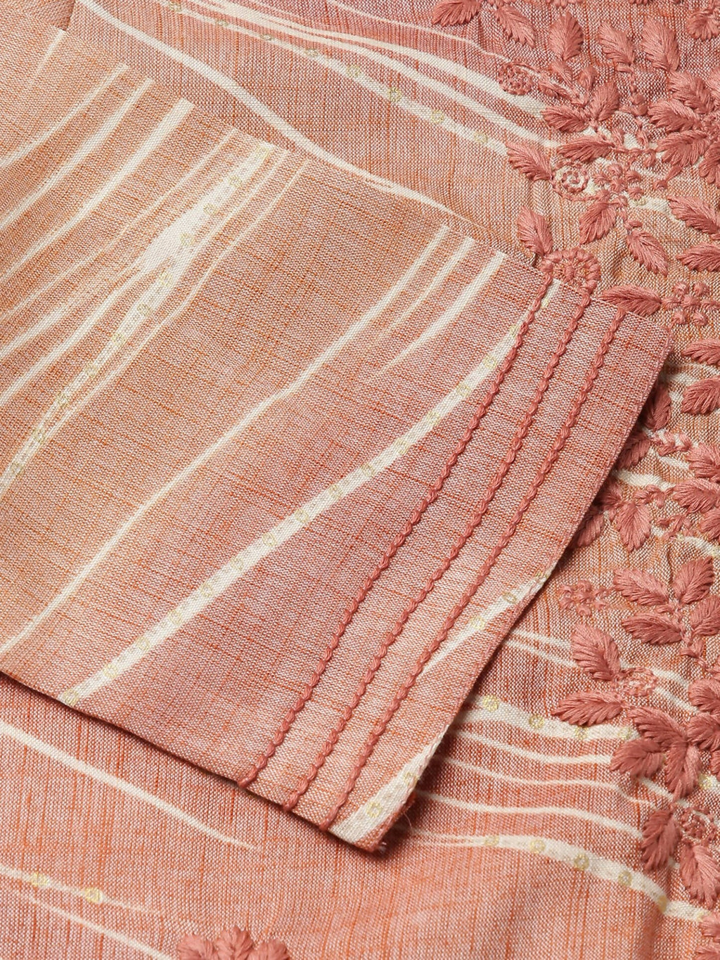 Peach Poly Rayon Stripe Printed Straight Fit Kurta - Prasuti