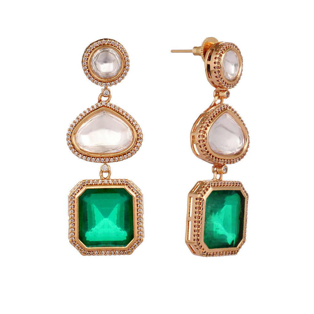 Nuyug Emerald Drop Anti Tarnish Sparkle Earrings
