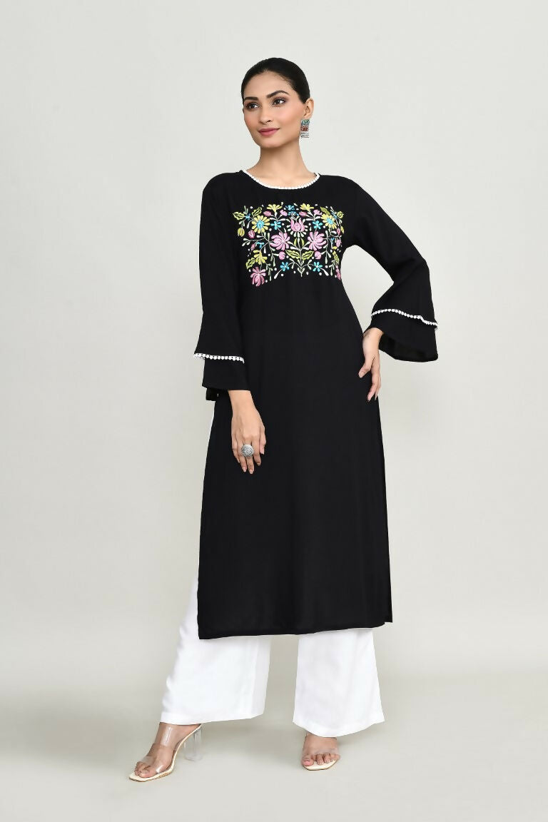 Joban Fashion Black Rayon Kurta Set