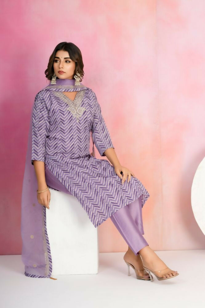 Ethnic Festive Wear Viscose Chanderi Onion Pink Stitched Suit With Dupatta - Tanisha