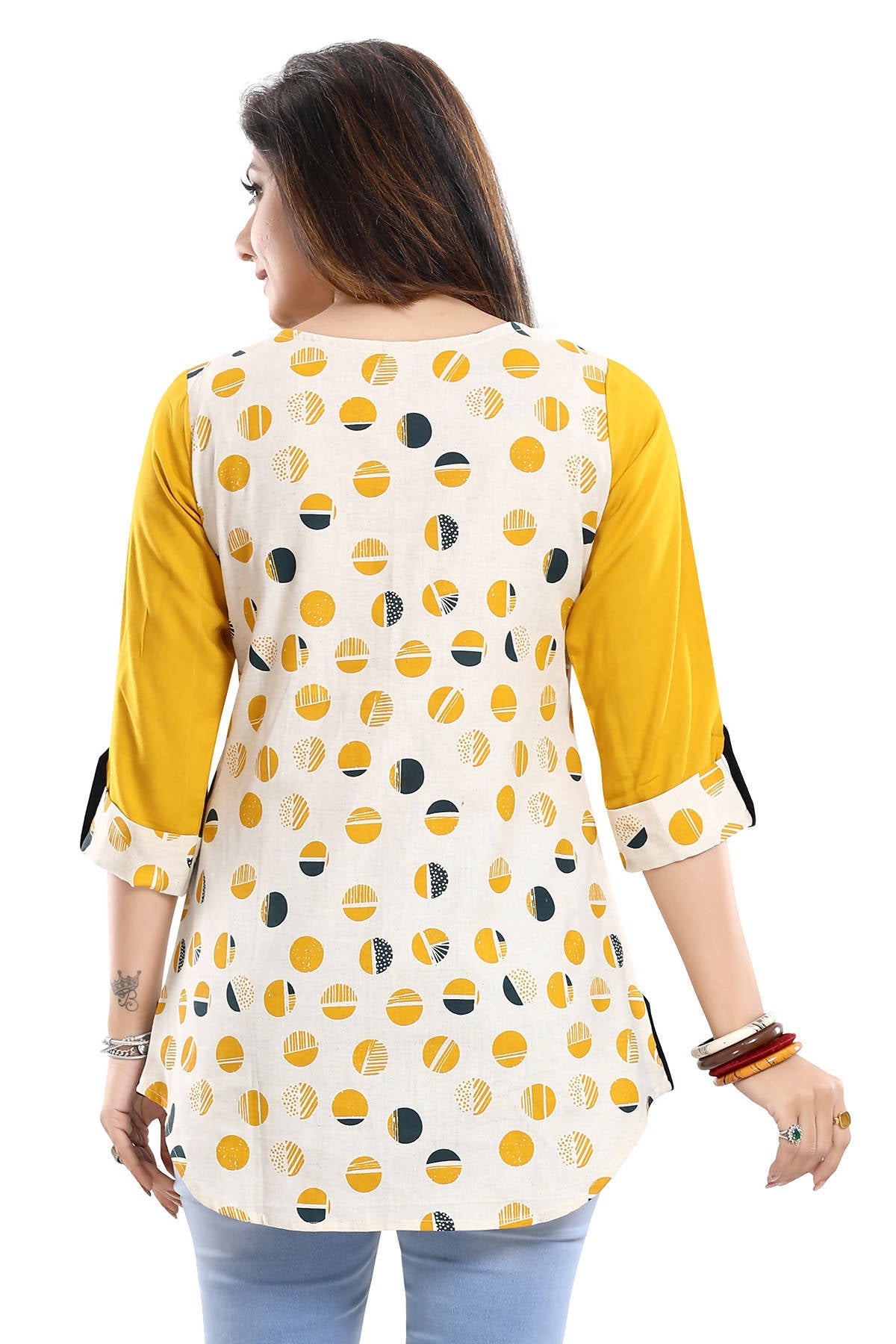 Snehal Creations Cotton Printed Apple-Cut Short Tunic
