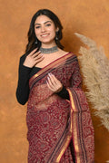 Very Much Indian Pure Kota Cotton Handblock Printed Saree - Red