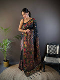 Joban Fashion Black Meena Weaves Pashmina Sarees