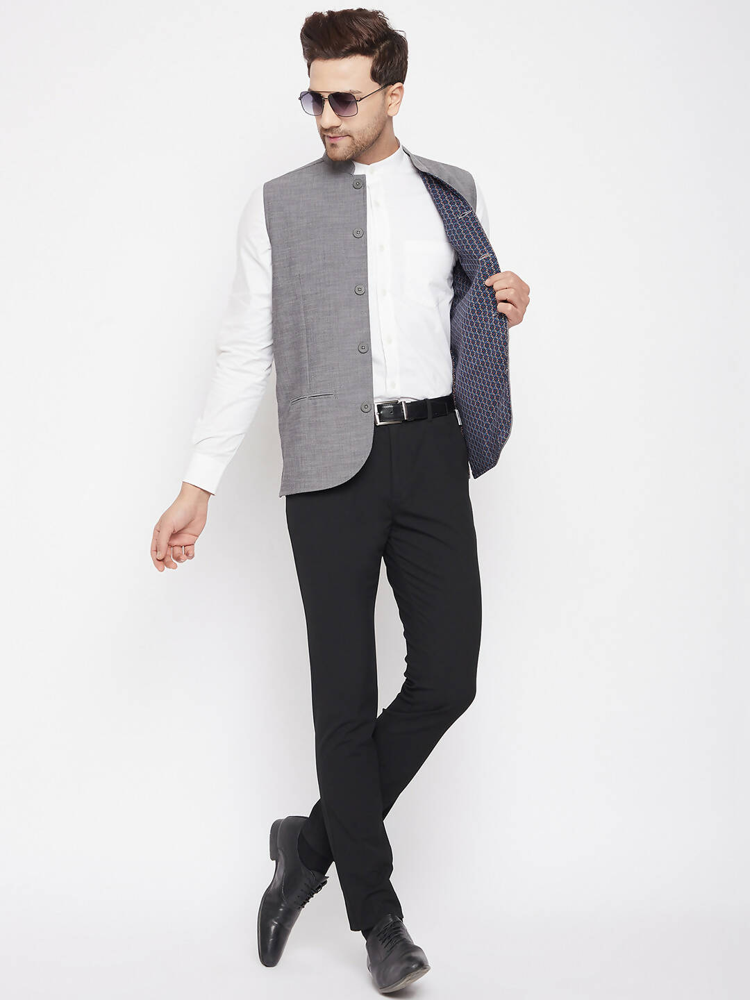 Even Apparels Grey Merino Men Woven Nehru Jacket NJW-PW690