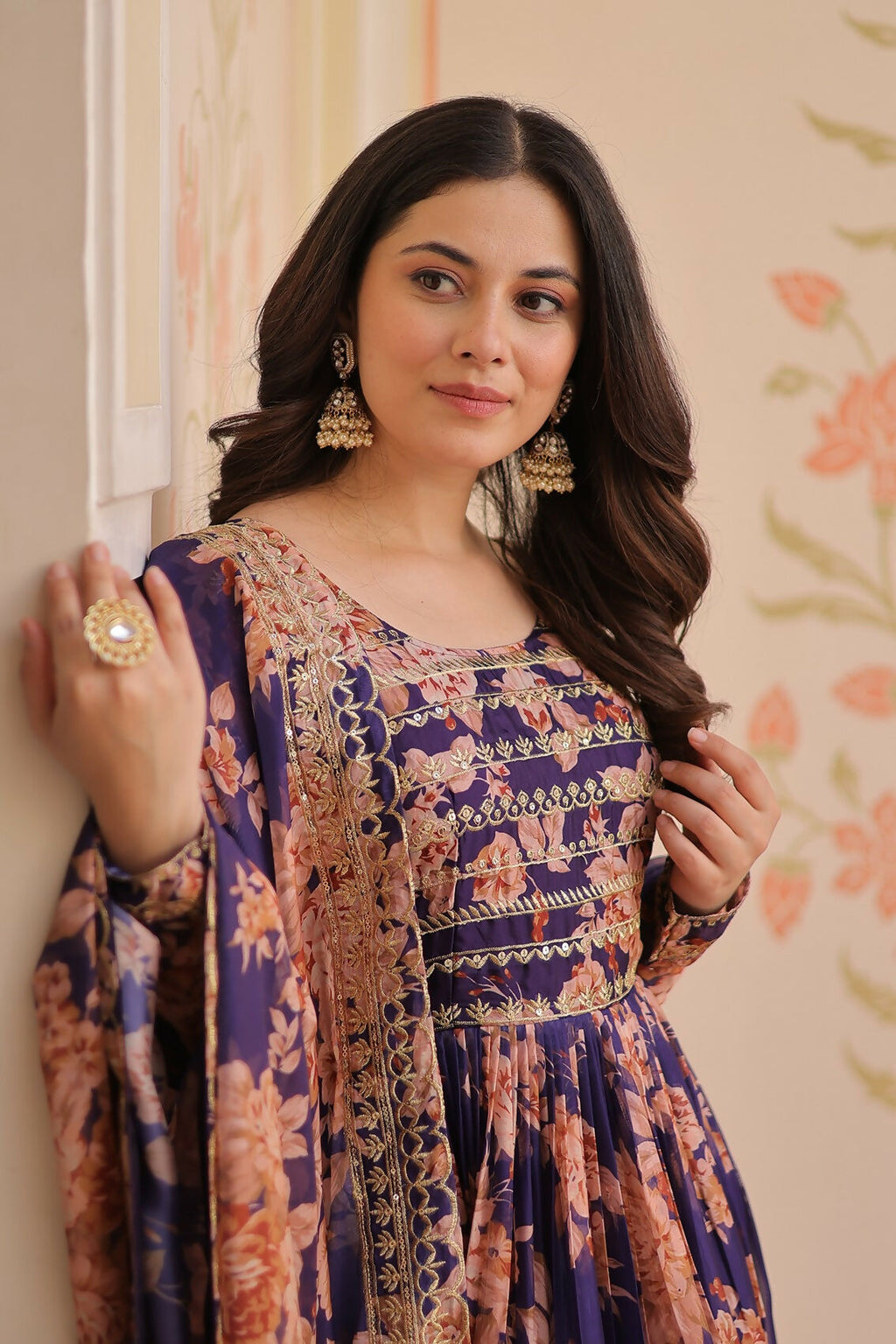 Joban Fashion Purple Silk Sequence Embroidery Work Kurta Set
