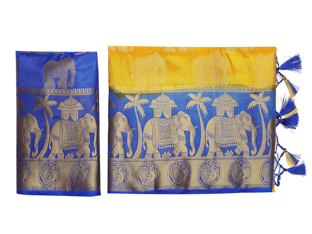 Mimosa Women's Gold Kanjivaram Art Silk Saree