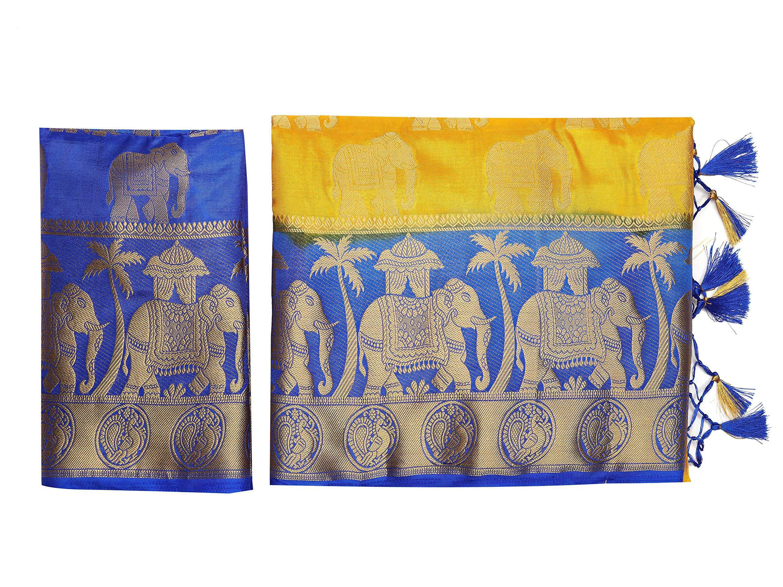 Mimosa Women's Gold Kanjivaram Art Silk Saree