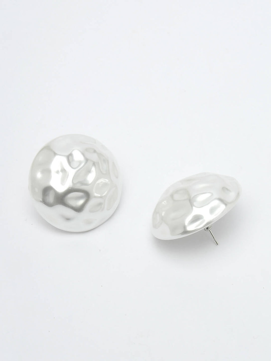 NVR Women's White Color Moon Stud Earrings