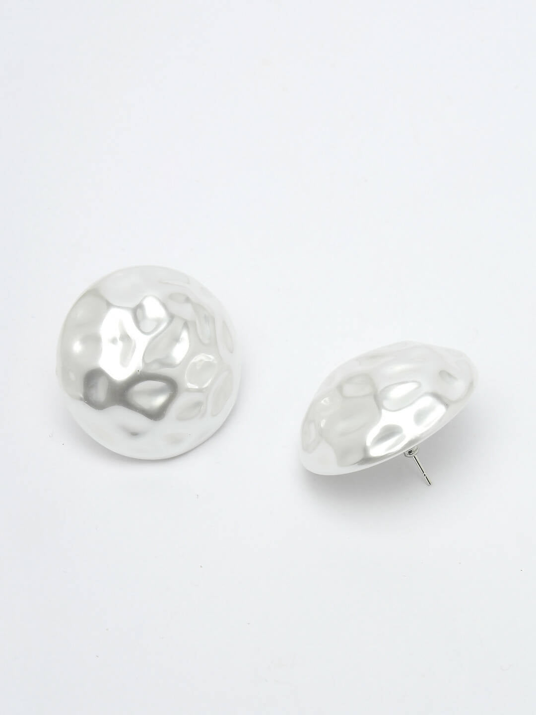 NVR Women's White Color Moon Stud Earrings