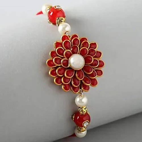 Premium Beads Flower Design Rakhi
