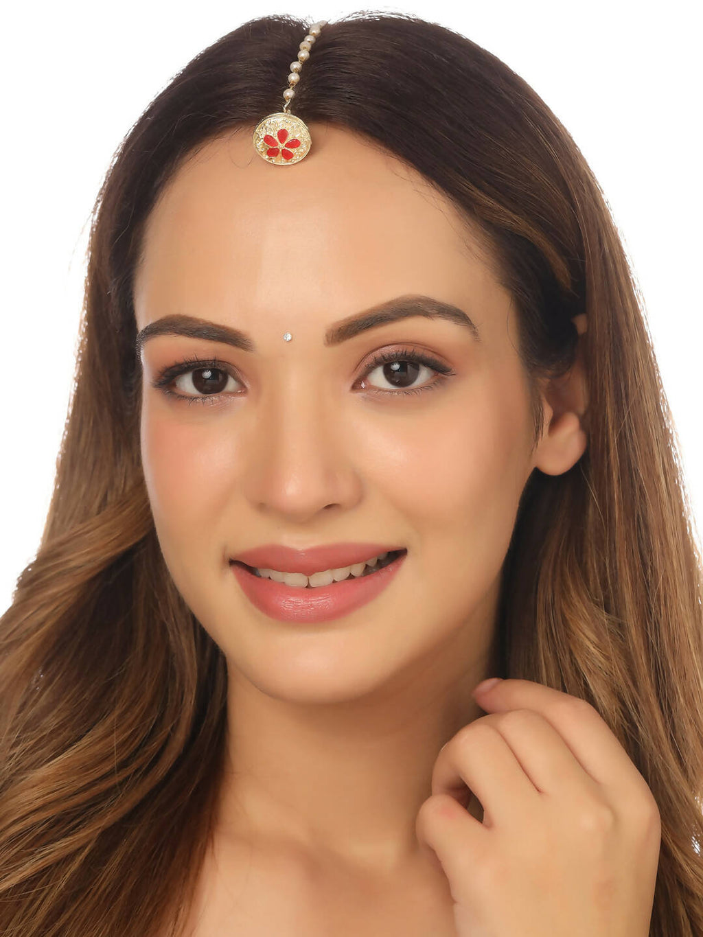 NVR Women's Trending Stylish Gold-Polished Maang Tikka