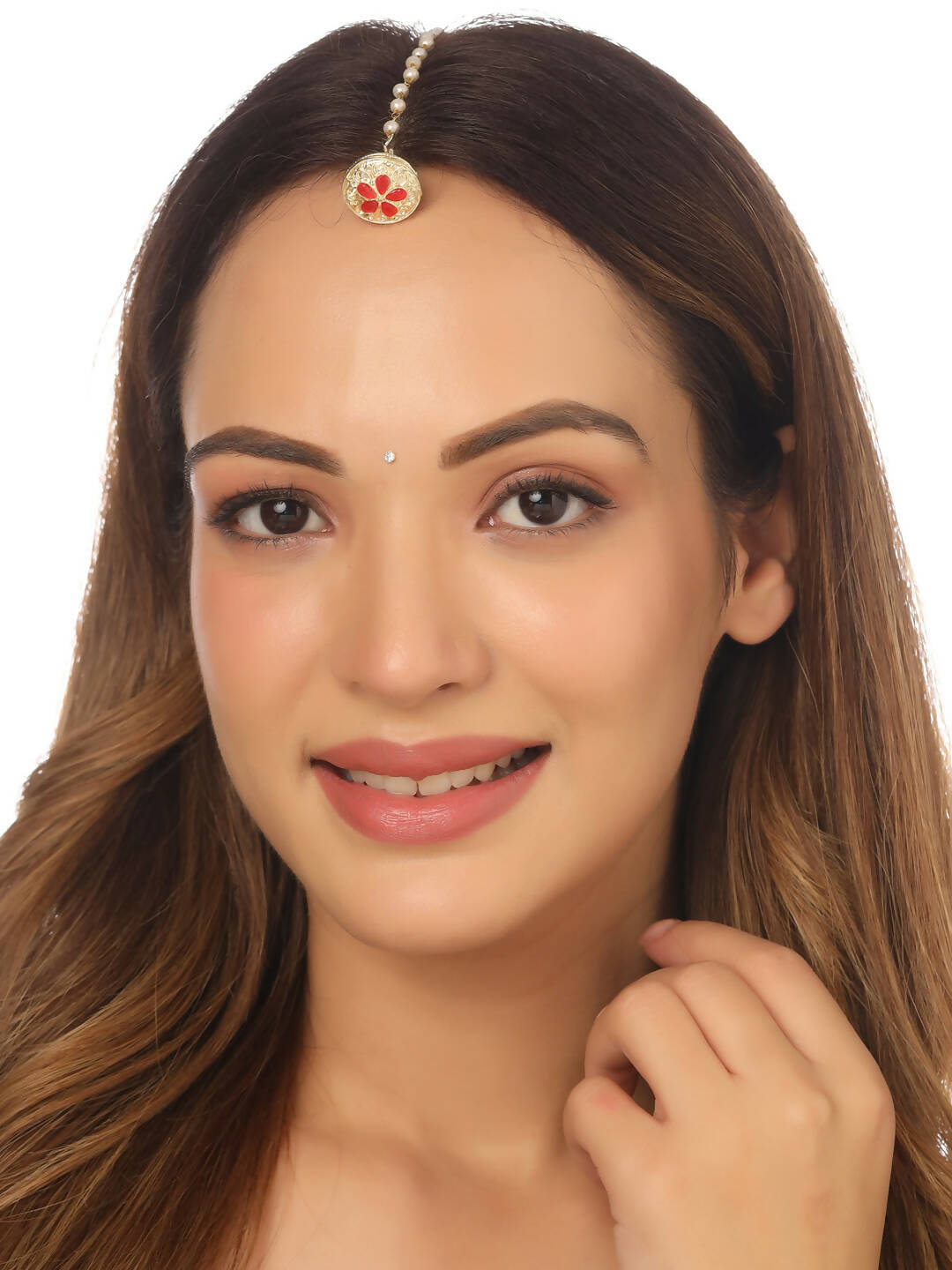 NVR Women's Trending Stylish Gold-Polished Maang Tikka
