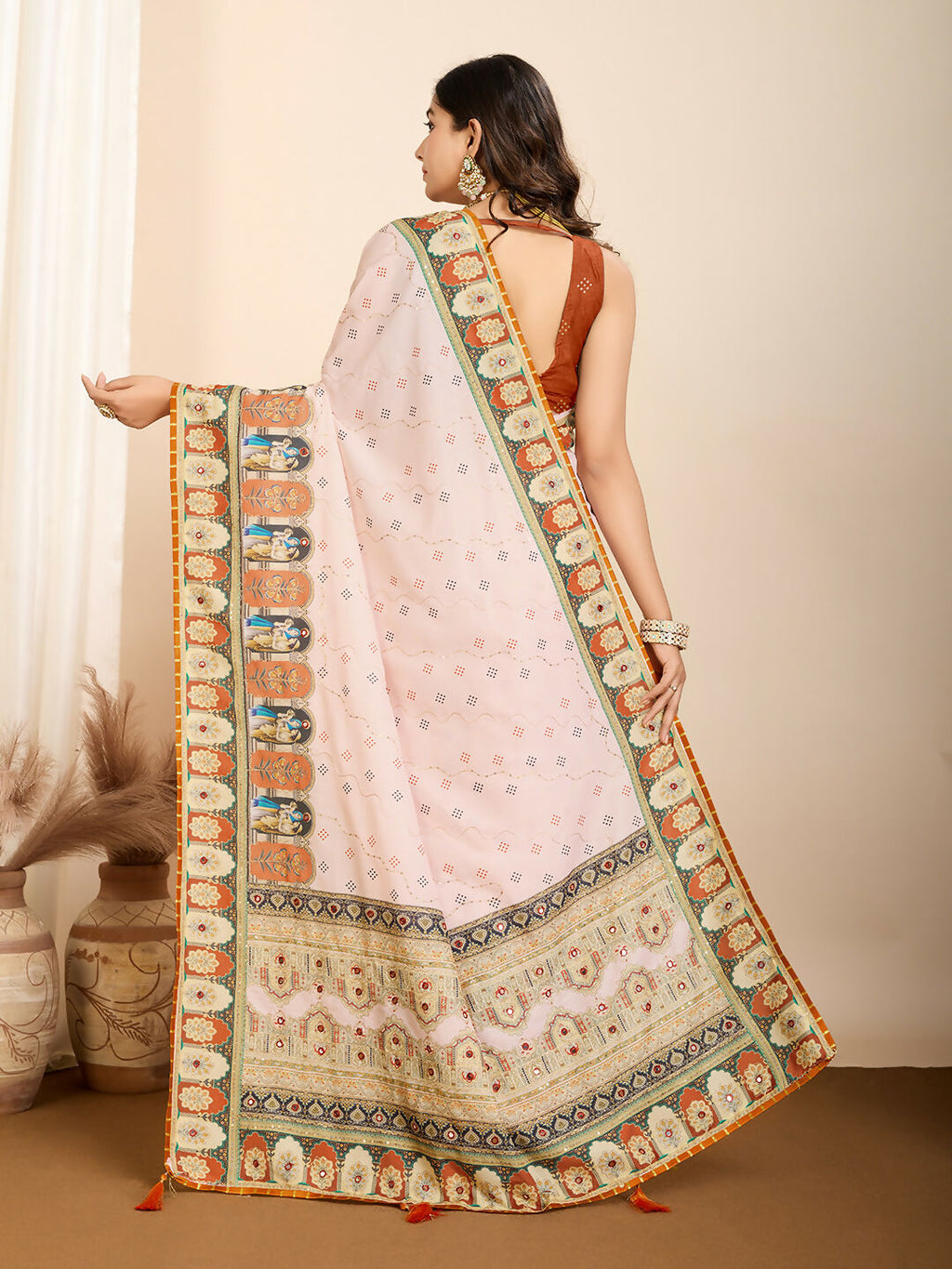 Orange Muslin Cotton Designer Digital Printed Saree - Lavisha