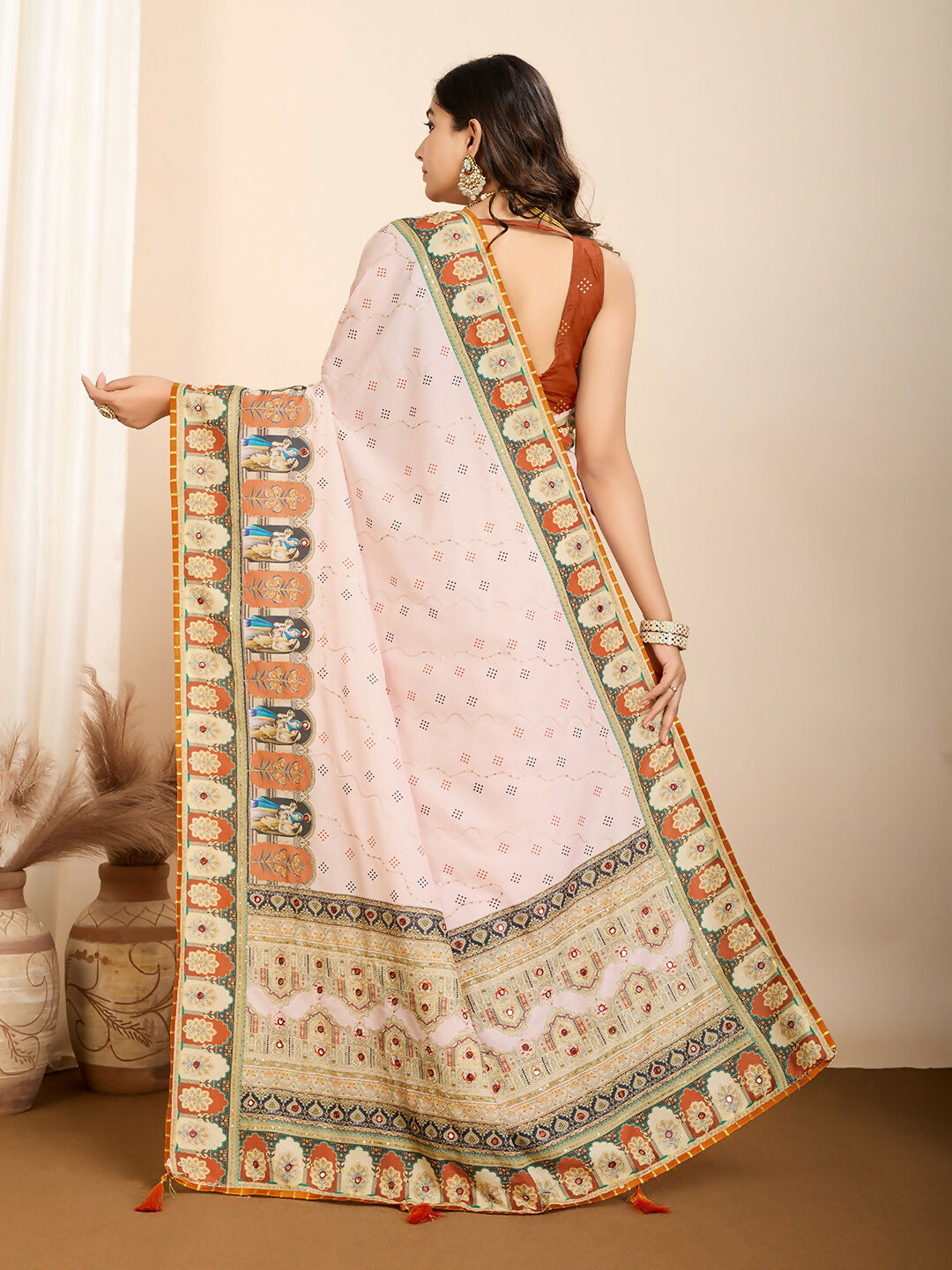 Orange Muslin Cotton Designer Digital Printed Saree - Lavisha