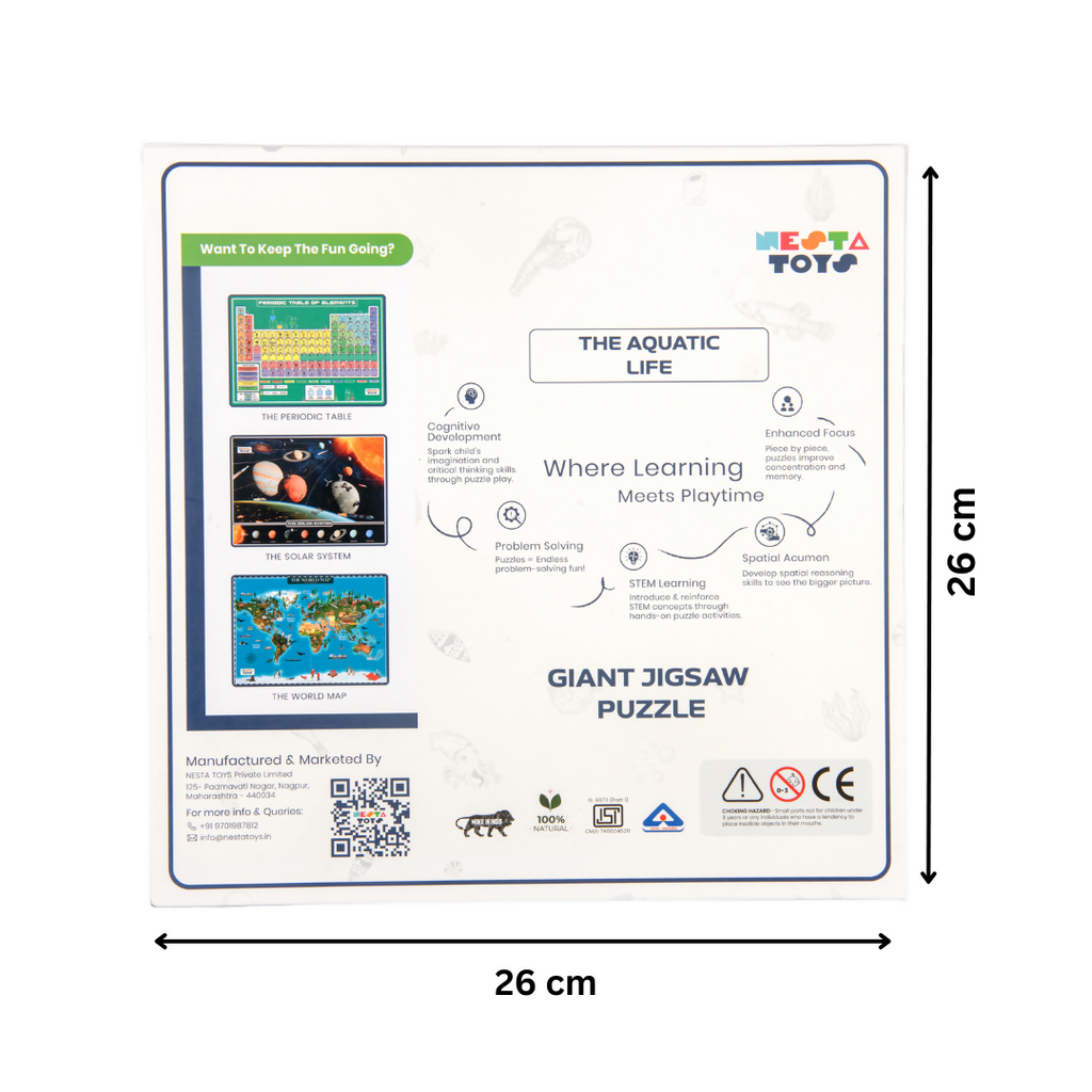 Nesta Toys Aquatic Life Jigsaw Puzzle for Kids, Jumbo Floor Puzzle, Educational Toy (6+ Years)