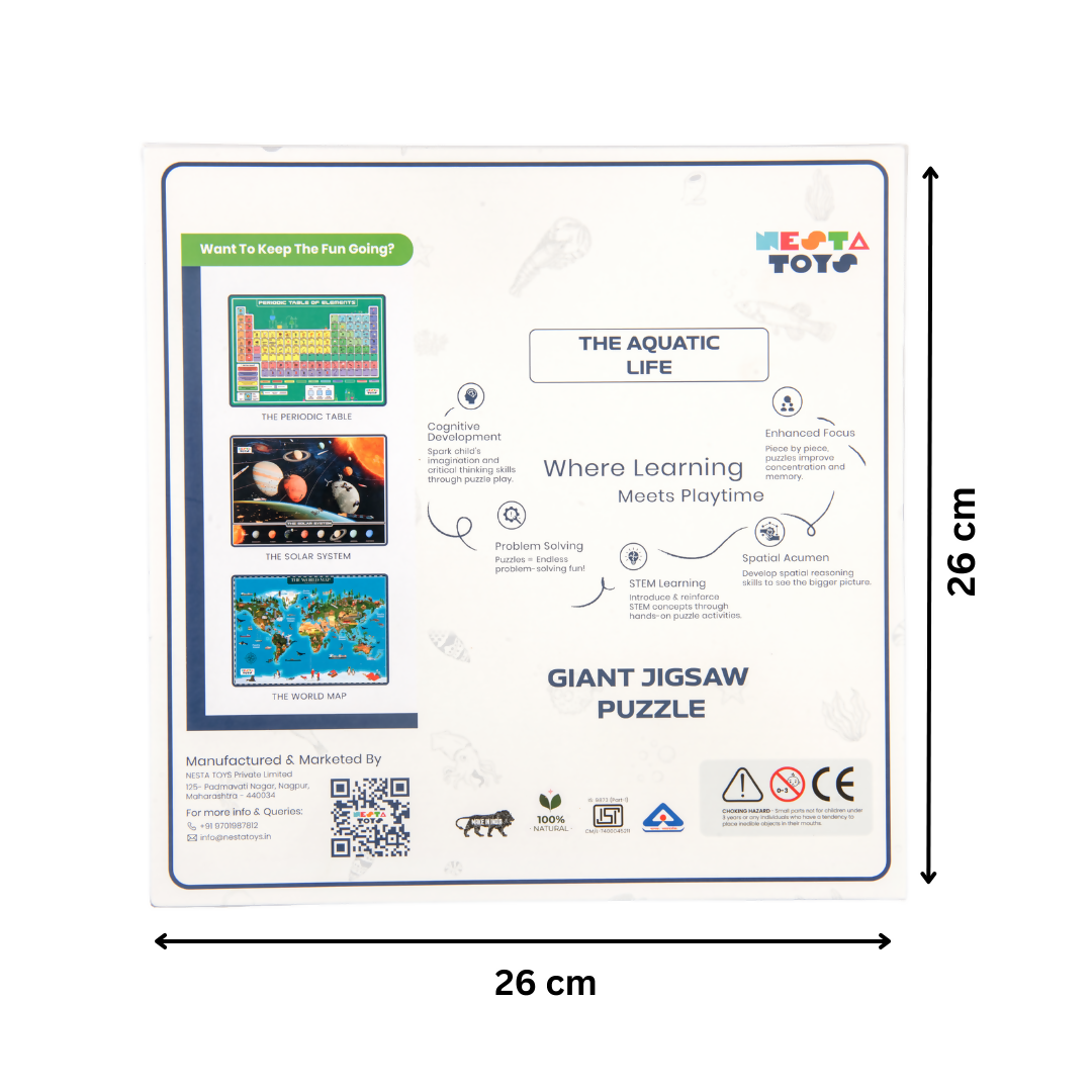 Nesta Toys Aquatic Life Jigsaw Puzzle for Kids, Jumbo Floor Puzzle, Educational Toy (6+ Years)