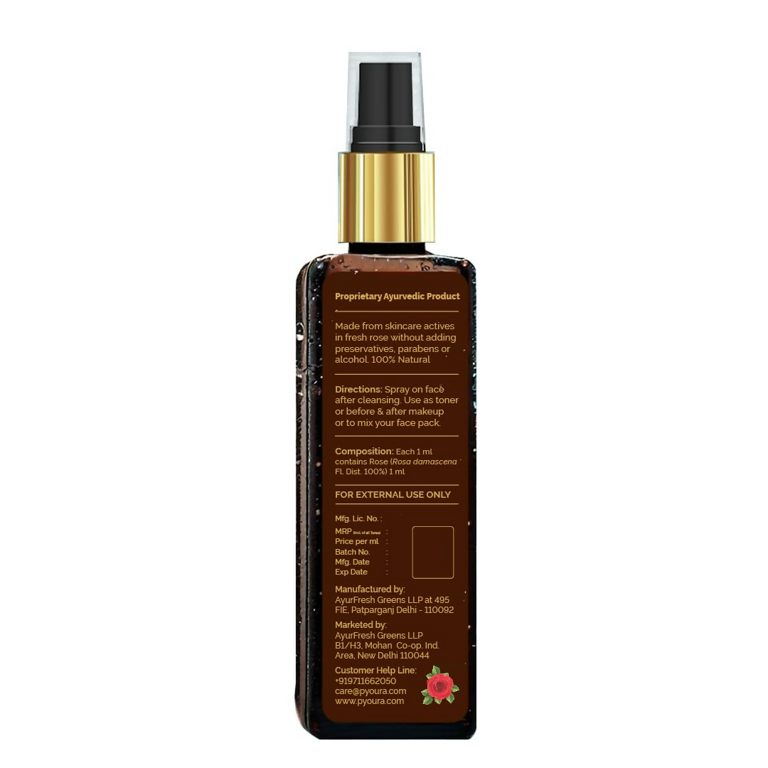Pyoura 100% Organic Rose Water Face Toner Mist