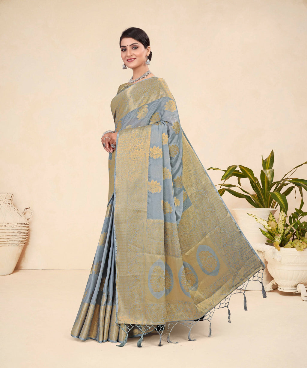 Grey Viscose Weaving Designer Saree - Vandini