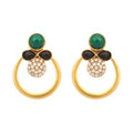 Nuyug 22K Gold Plated Cubic Zirconia Studded Contemporary Stone Earrings