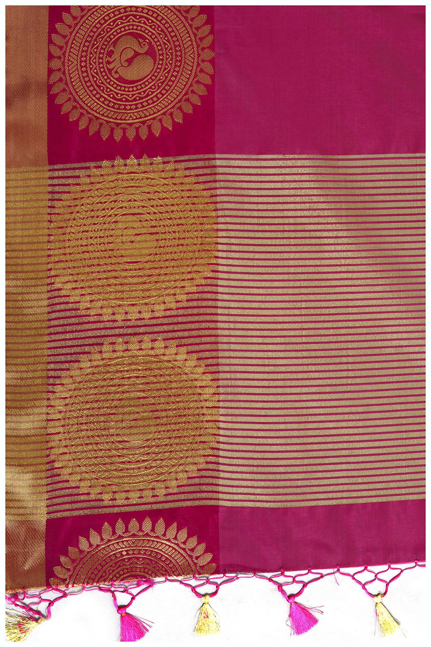 Mimosa Women's Purple Tussar Silk Banarasi Saree