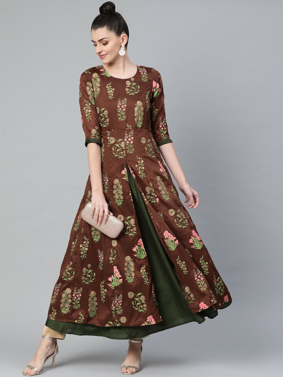 Ahalyaa Women's Traditional wear Kurta - Brown