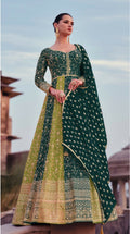 Vastranavya Teal Green Embroidered Sequence work Georgette Anarkali Suit