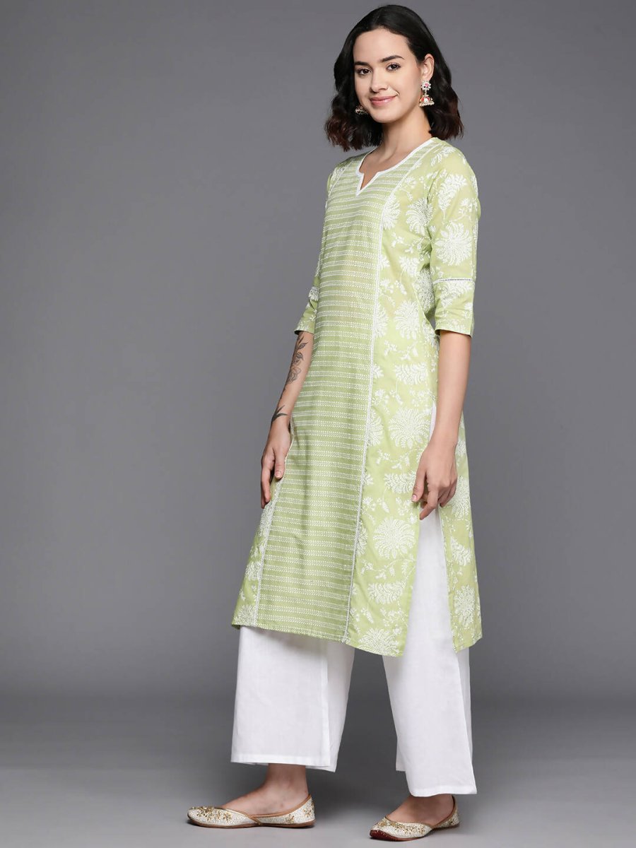 Ahalyaa Women's Traditional Wea Kurta Set - Pista Green
