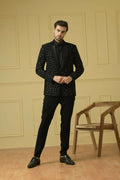 Burgundy Designer Tuxedo With Black Satin Lapels by Hilo Design