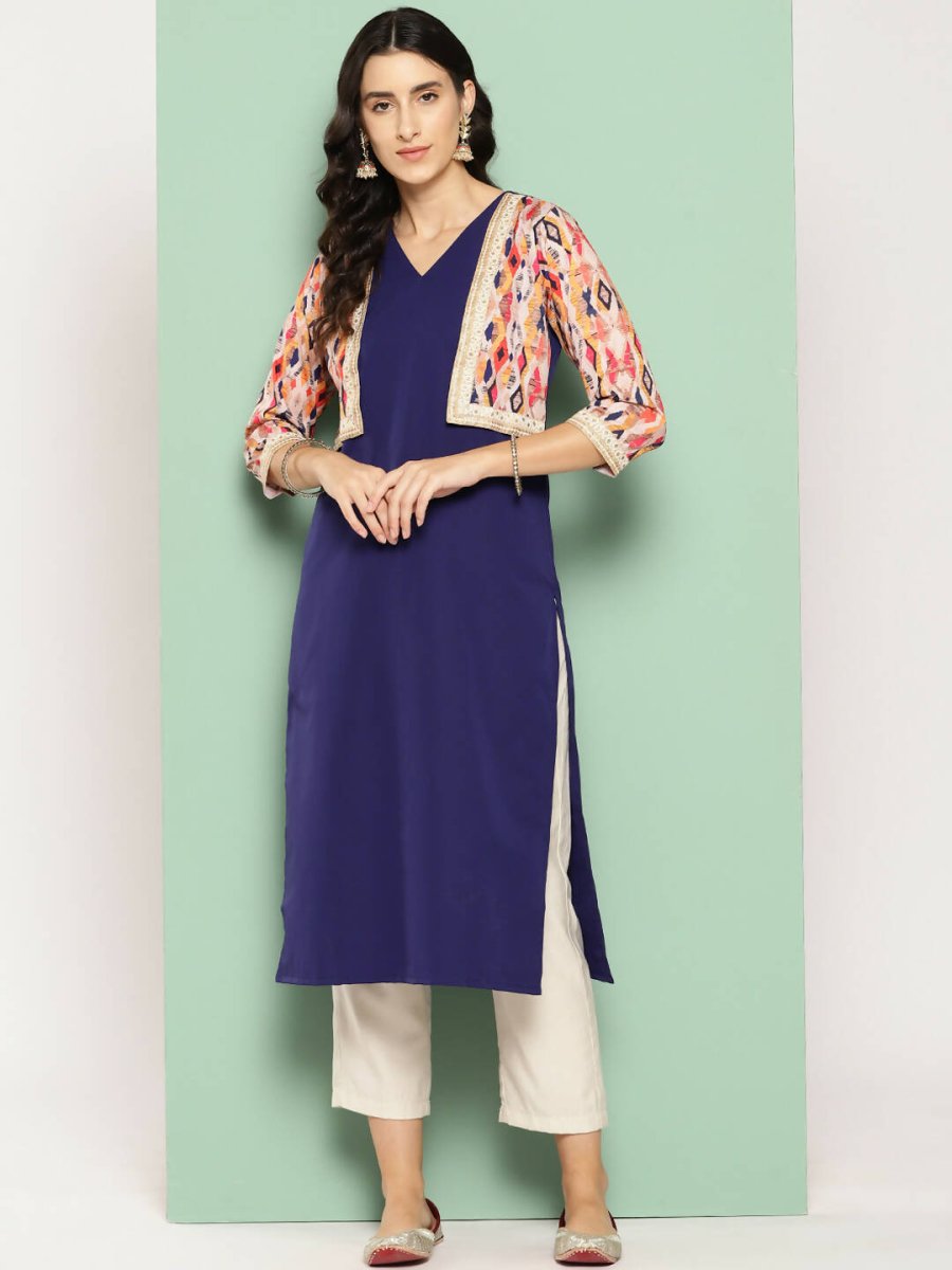 Ahalyaa Women's Traditional wear Kurta - Navy Blue