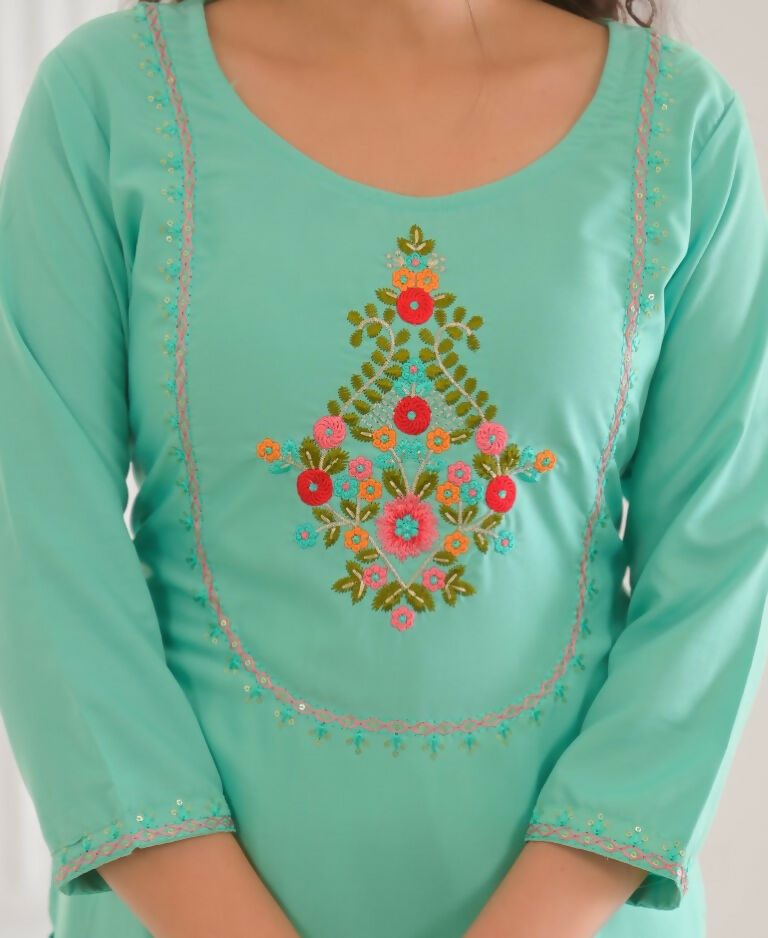Ethnic Festive Wear Reyon Slub Tile Stitched Suit With Dupatta - Tanisha
