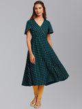 Janasya Women's Peacock Green Crepe Foil Print Festive Flared Kurta