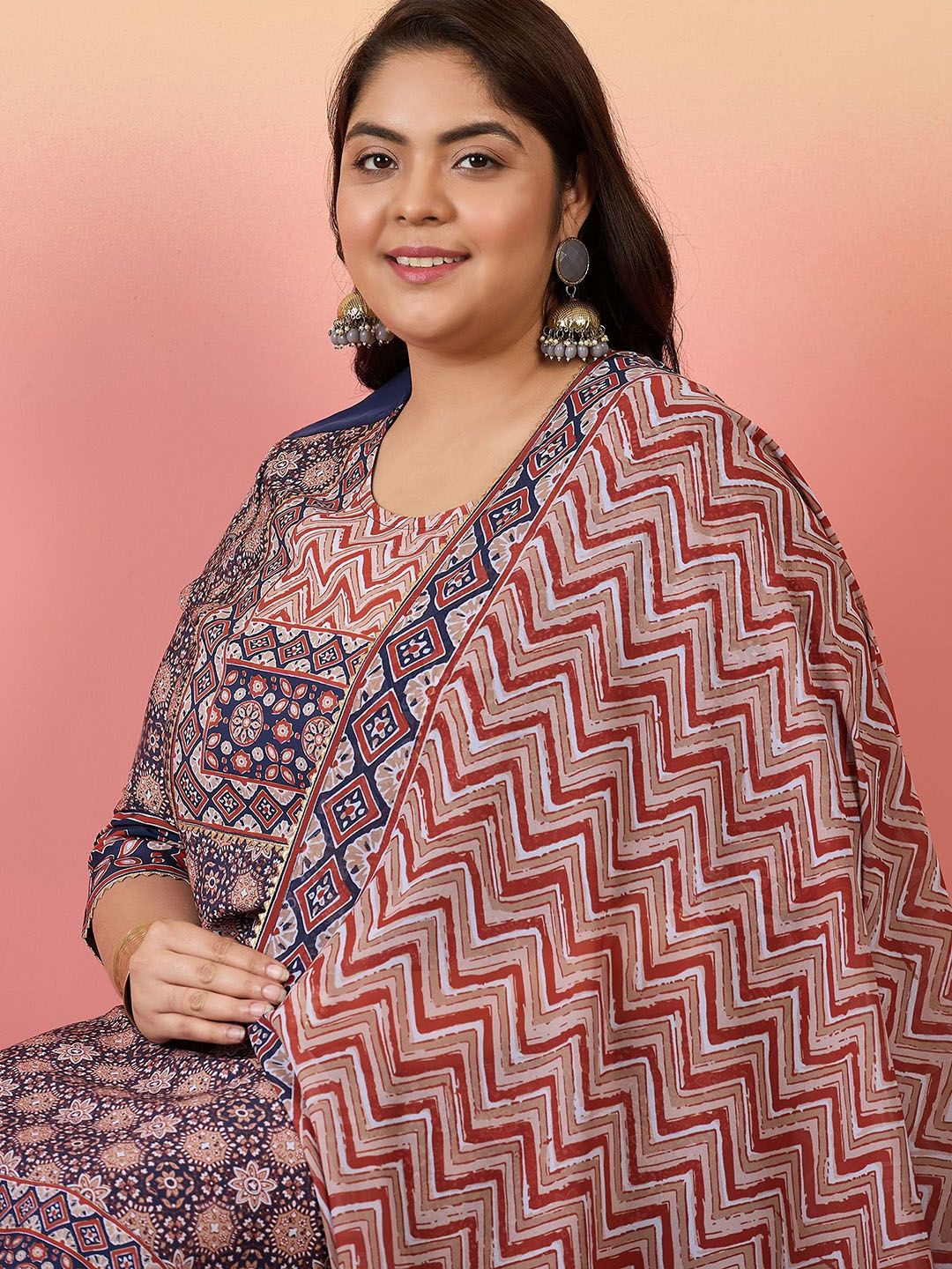 Sztori Women Floral Yoke Design Regular Gotta Patti Kurta with Trousers & With Dupatta