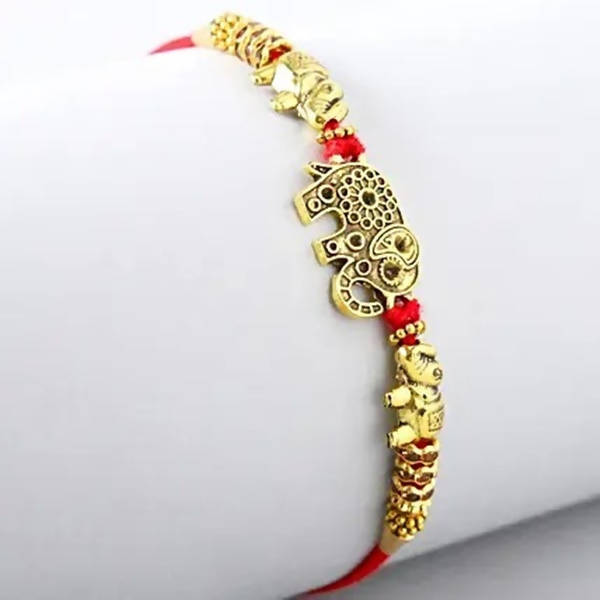 Ethnic Elephant Pearl Rakhi & Soan Papdi