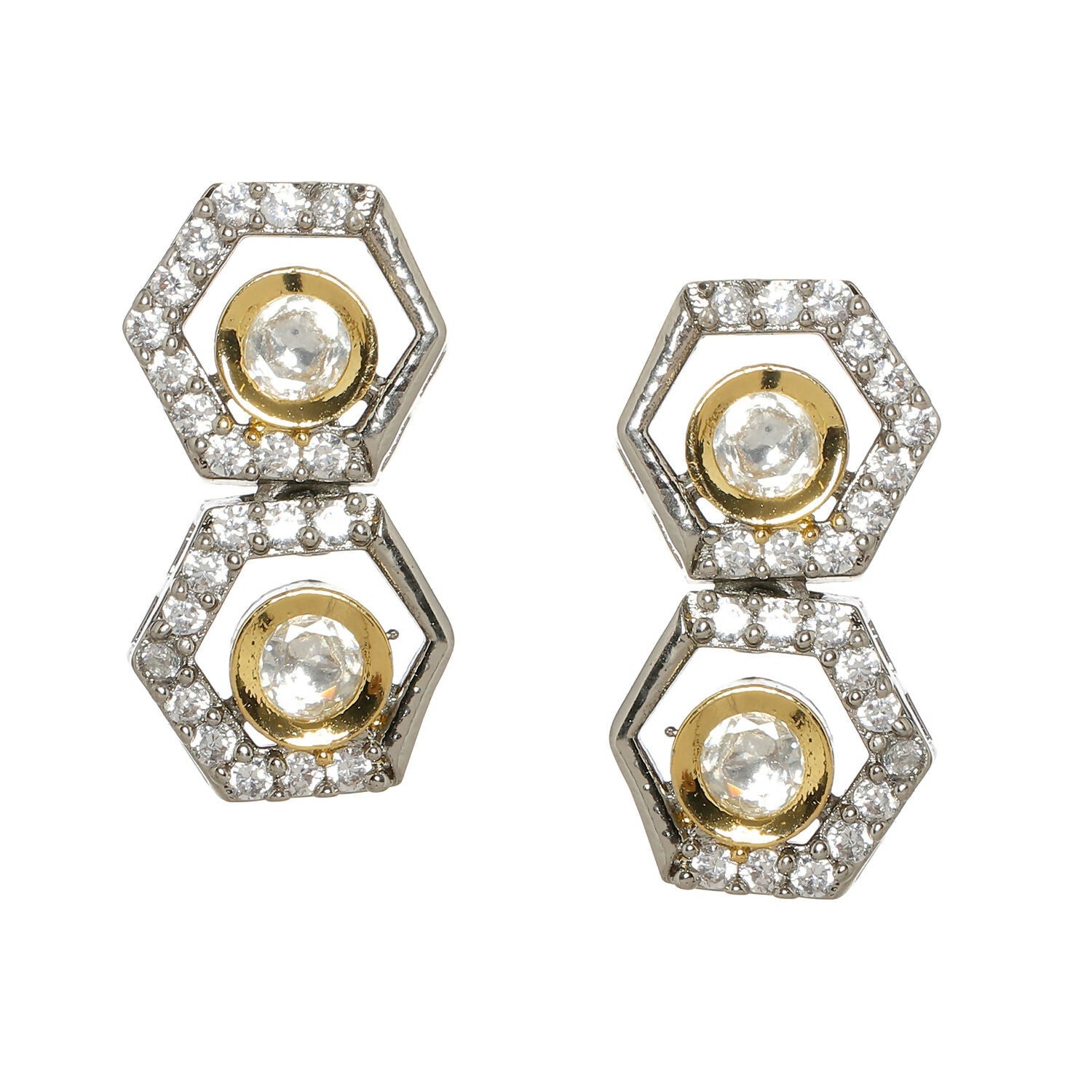 Duet Silver and Gold Earrings (Silver) - Ruby Raang