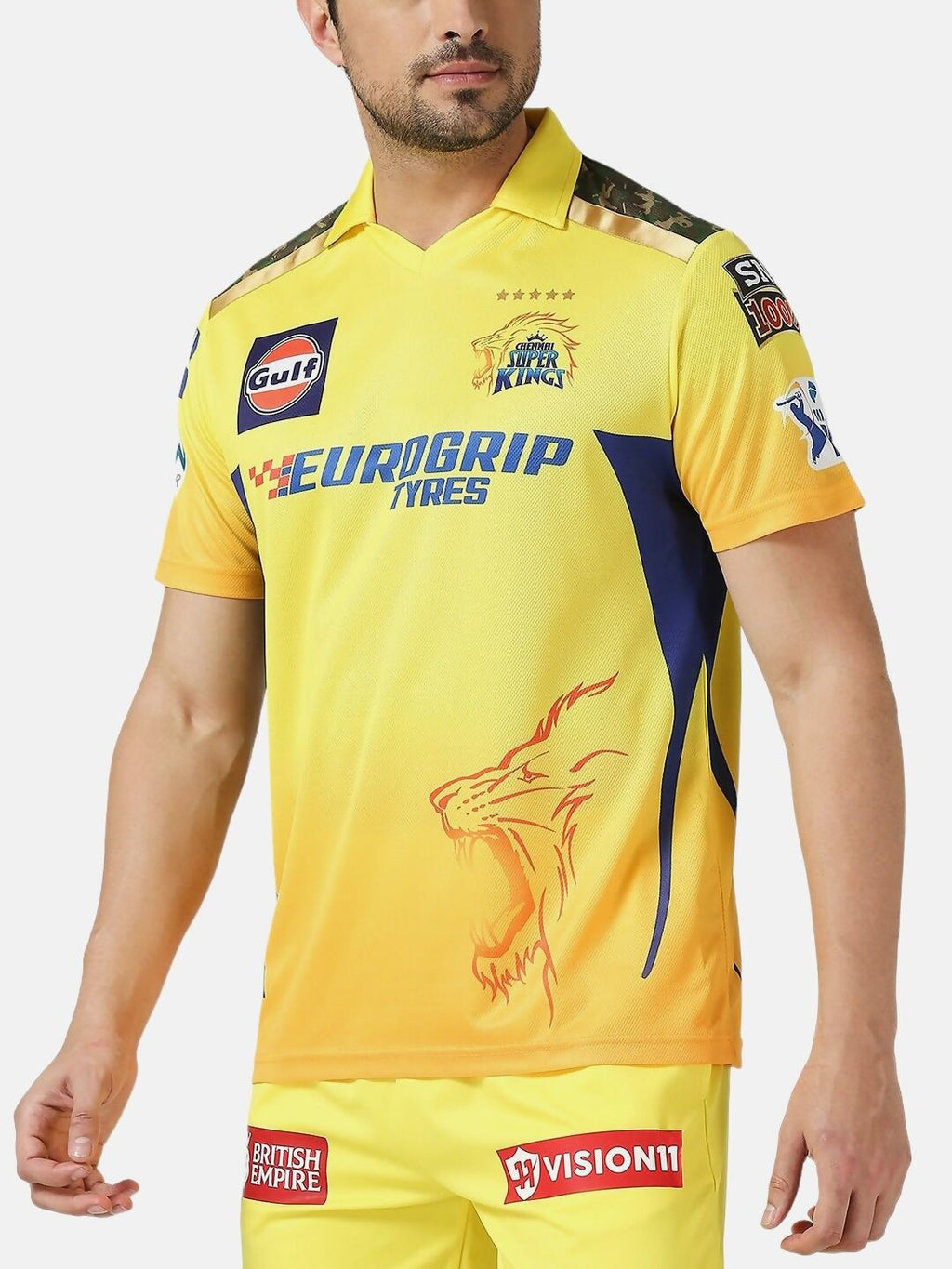 playR Men Printed Polo Collar Dri-FIT CSK Fan Jersey IPL, T20