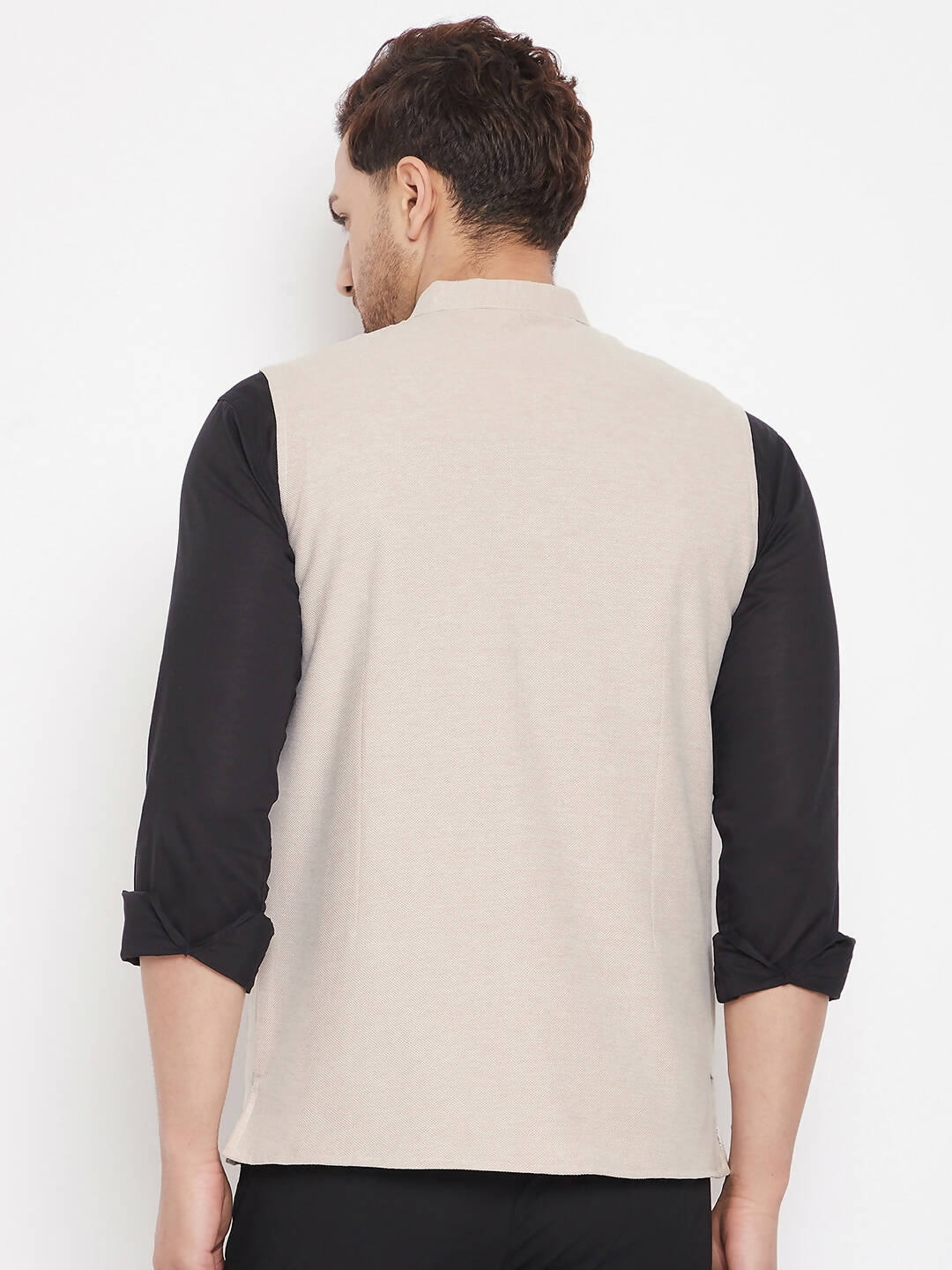 Even Apparels Cream Merino Men Woven Nehru Jacket