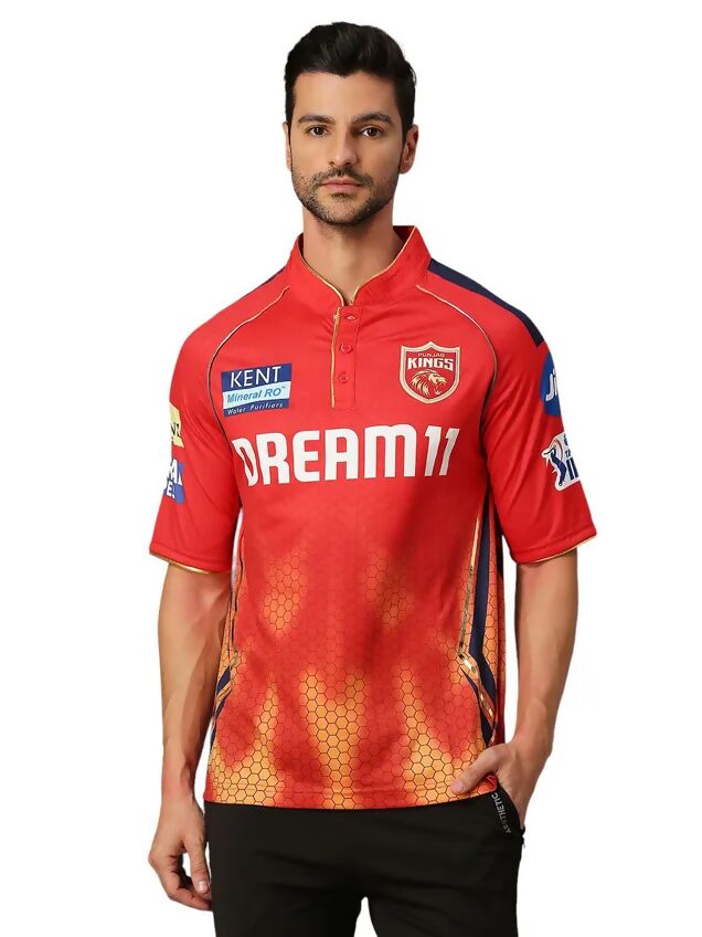 Punjab Kings Men Red Printed Half Sleeves Jersey IPL, T20