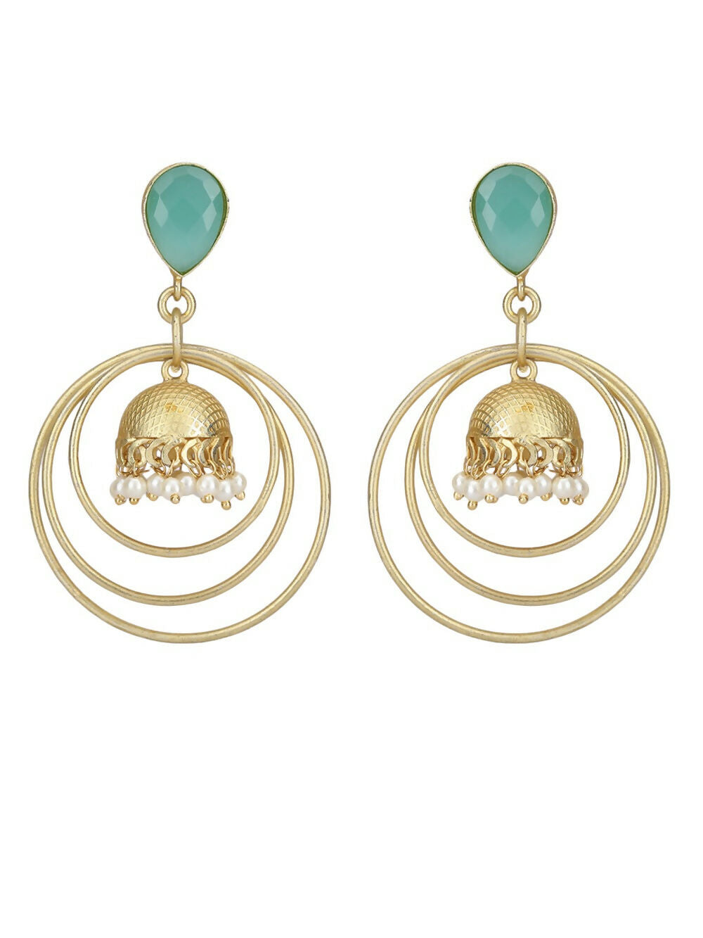 Joban Fashion Women Round Shape Matte Gold Earrings