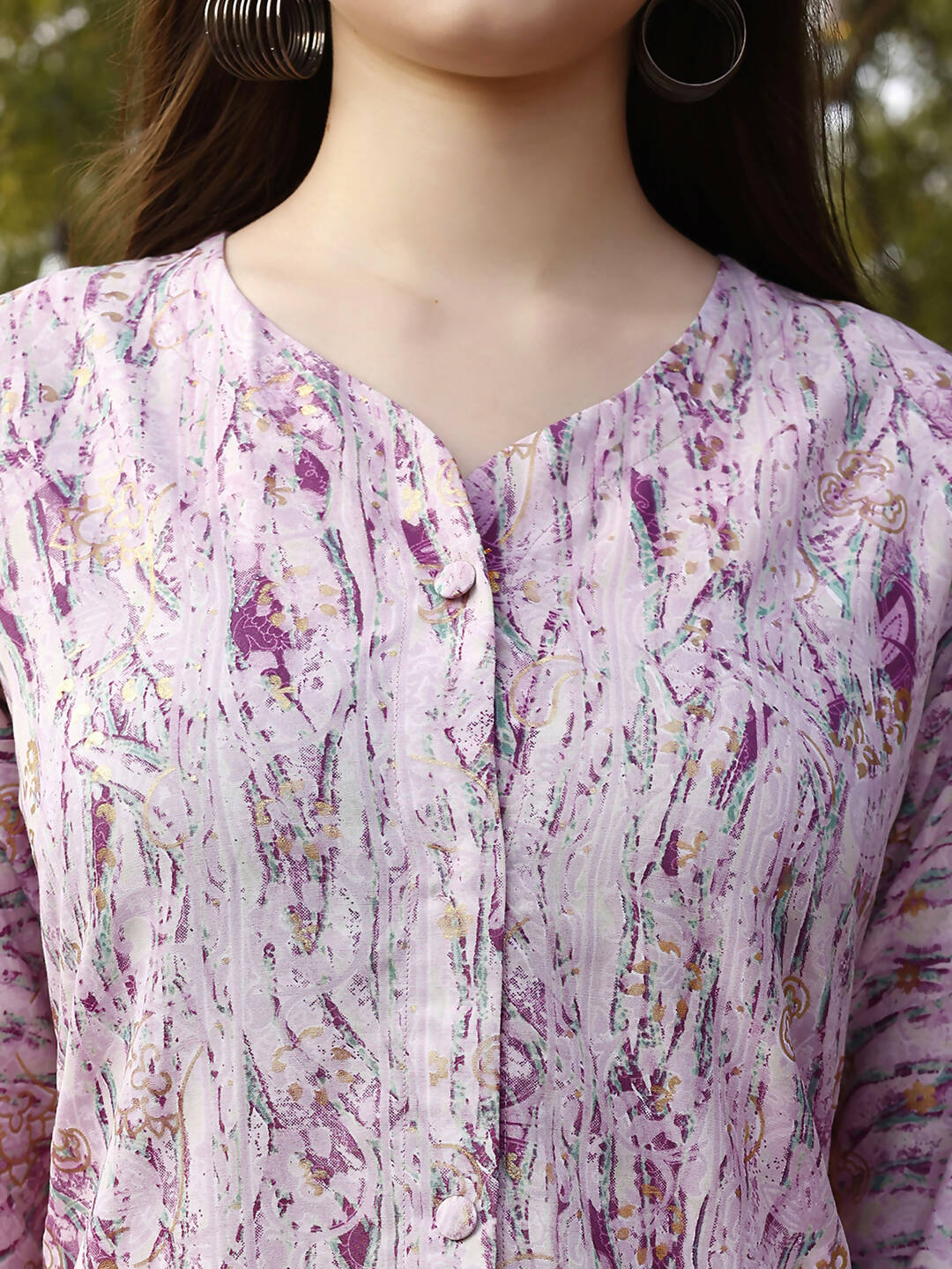 Light Purple Rayon abstract Printed Top with Matching Bottom - Eesha