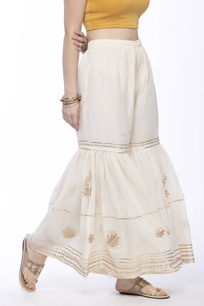 Mominos Fashion Cotton Off White Beautiful Gotta Work Sharara