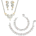 AanyaCentric Gold-Polished Mangalsutra Pendant Earring Set & Silver Plated Anklet