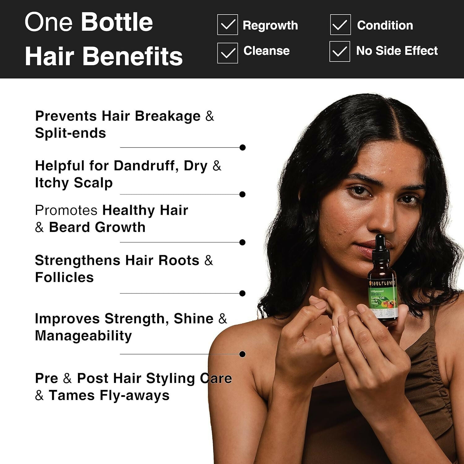 Soulflower Cold-Pressed Virgin Jojoba Carrier Oil For Hair Oil, Skincare, Face & Body
