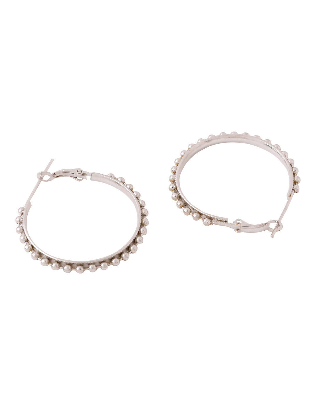 NVR Women Silver Toned Beaded Circular Earrings