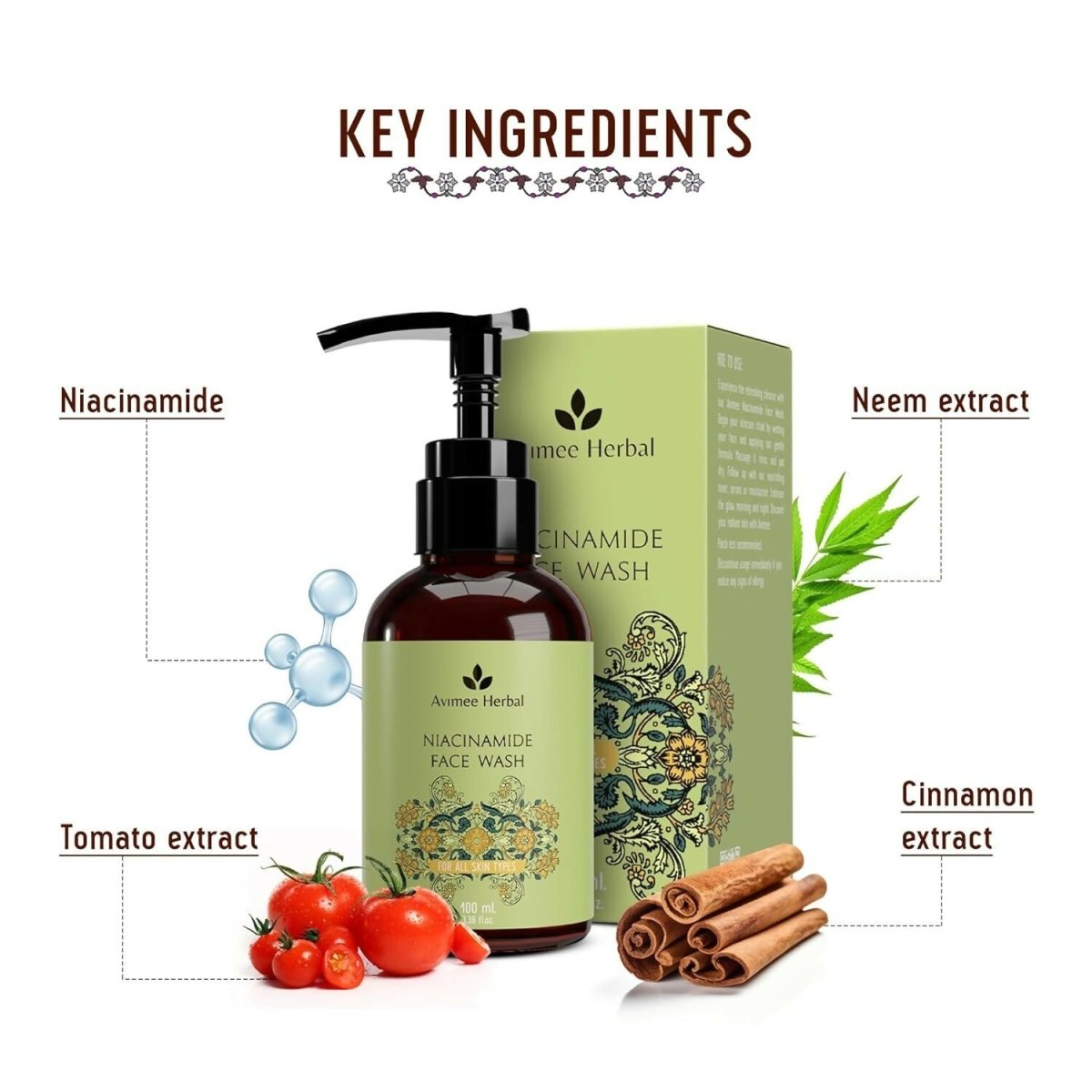 Avimee Herbal Niacinamide Face Wash For Daily Hydration and Nourishment