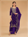 Anaita D Blue Vichitra Suit with Embroidered & Multi Thread Zari Work