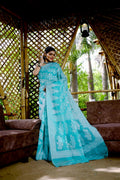 Partywear Designer Rama Jamdani contton Fancy Saree - Starwalk
