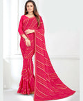 Pink Georgette Bandhani Printed Saree With Unstitched Blouse Piece - Jyoti