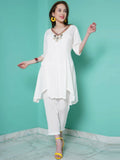 Women Republic White Rayo N Crepe Coord Set